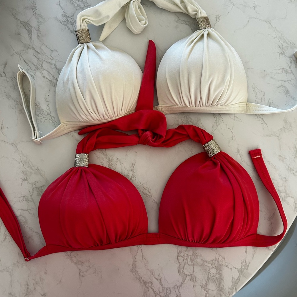 Venus Salmon and White Bikini Top DD  Both for $20